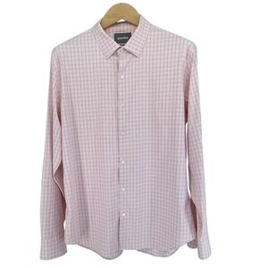 BONOBOS Mens Slim Fit Pink Plaid Long Sleeve Button Down Dress Shirt Size L